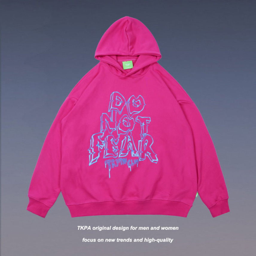 

Tkpa autumn and winter men's sweater: gaojiechao loose letter printing couple's casual Hoodie, Black