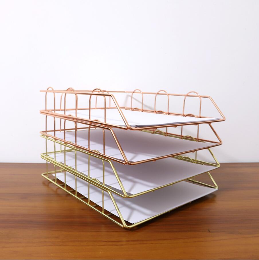 

A4 book Desk document magazine Drawer Organizers sorting rack can stack sorting and storage basket Nordic iron metal