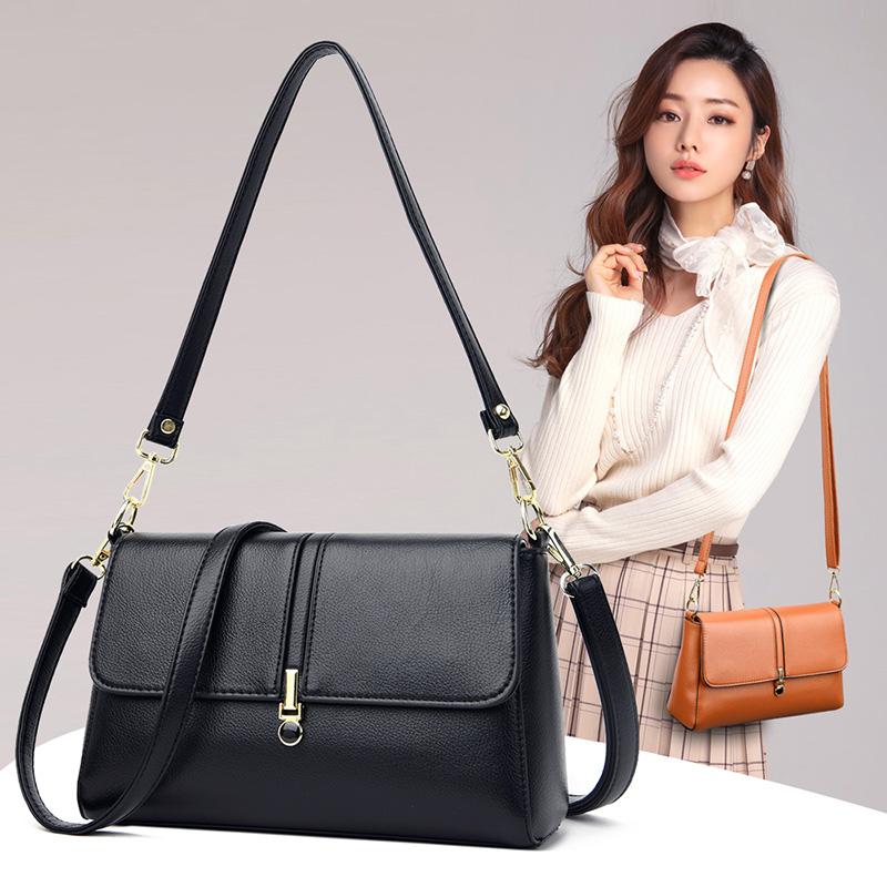 

2021 Lady Handbag High Quality Leather Wallet Luxury Designer Fashion Versatile Women's Shoulder Bag Elegant Commuting Cross Bag, Black