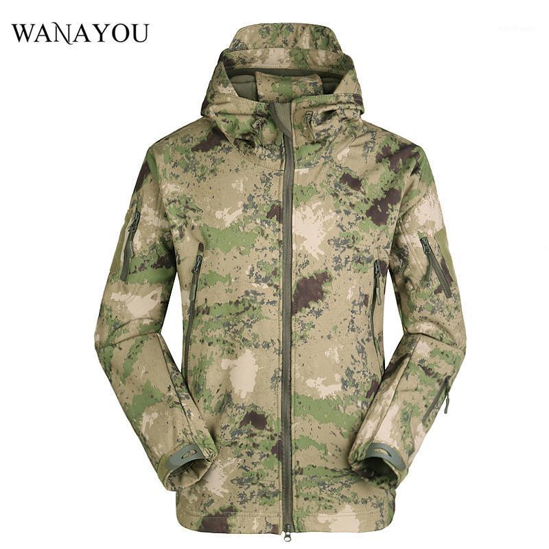 

WANAYOU Outdoor Camo Fleece Hooded Jackets Soft Shell Warm Camo Clothing Men's Winter Mountaineering Hiking Jackets1, Green camo