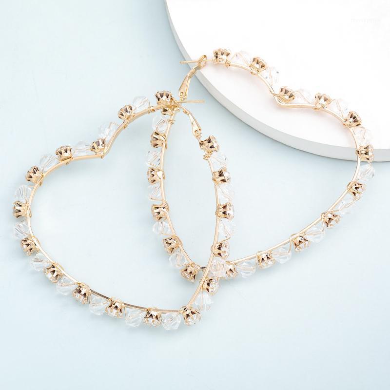 

Find Me Simple Hollow Alloy Big Hoop Earrings for Women Round Star Heart Rhinestone Earrings Fashion Jewelry Accessories1