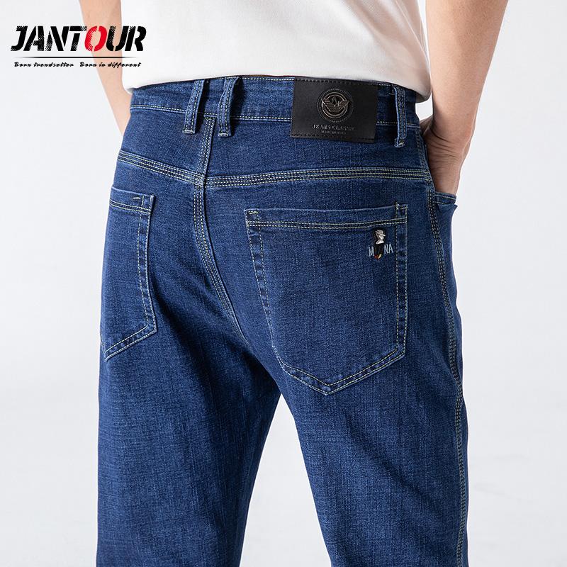 

Jantour Blue Classic Style Men's Business Jeans 2020 New Fashion Slim Straight Stretch Denim Trousers Male Brand Pants Pantalon, Blue-285