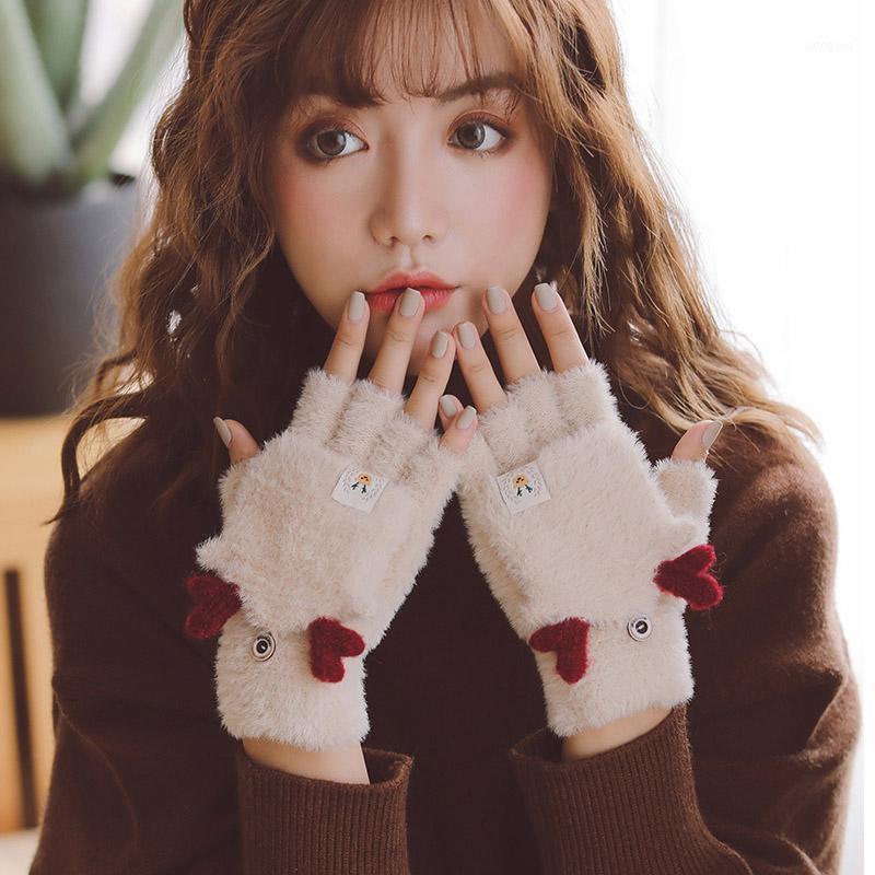 

Five Fingers Gloves Fashion Women Winter Mitten Warmer Fingerless Ladies Soft Wool Flip Cover Half Finger For Female1
