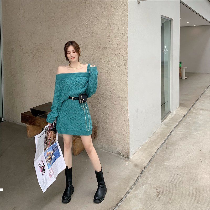 

Autumn and 2021 New Winter Female Long Wild Fashion Sexy Gulp Of A Loose Word Sweater Dressed y267 G0JZ, Unkhongseunk
