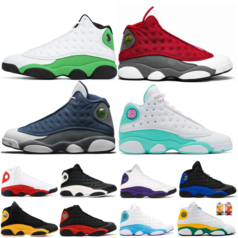 

Red Flint 13 13s Basketball Shoes for Mens Womens hyper royal Lucky green Playground Aurora Green Men shoes Sneakers Trainers 5.5-13, White;red