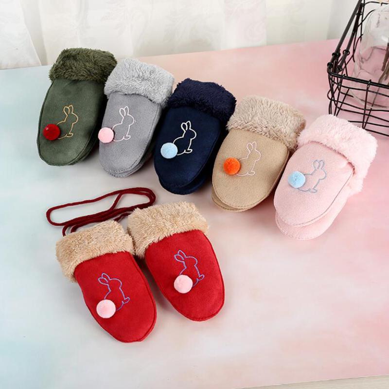 

Fashion Children's Cute Cartoon Mittens Boy/Girls Winter Plus Plush Cashmere Thicker Warm Suede Gloves Warm Finger Gloves