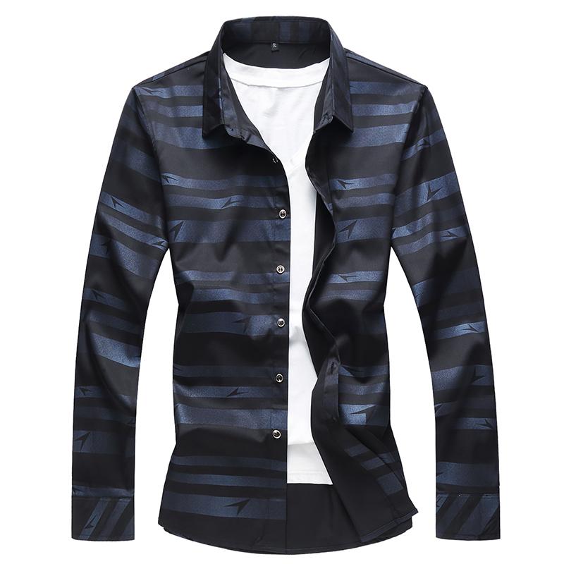 

2020 new spring mens designer long sleeve shirt plus size 7XL slim fit dress shirt men cotton tuxedo men, Black