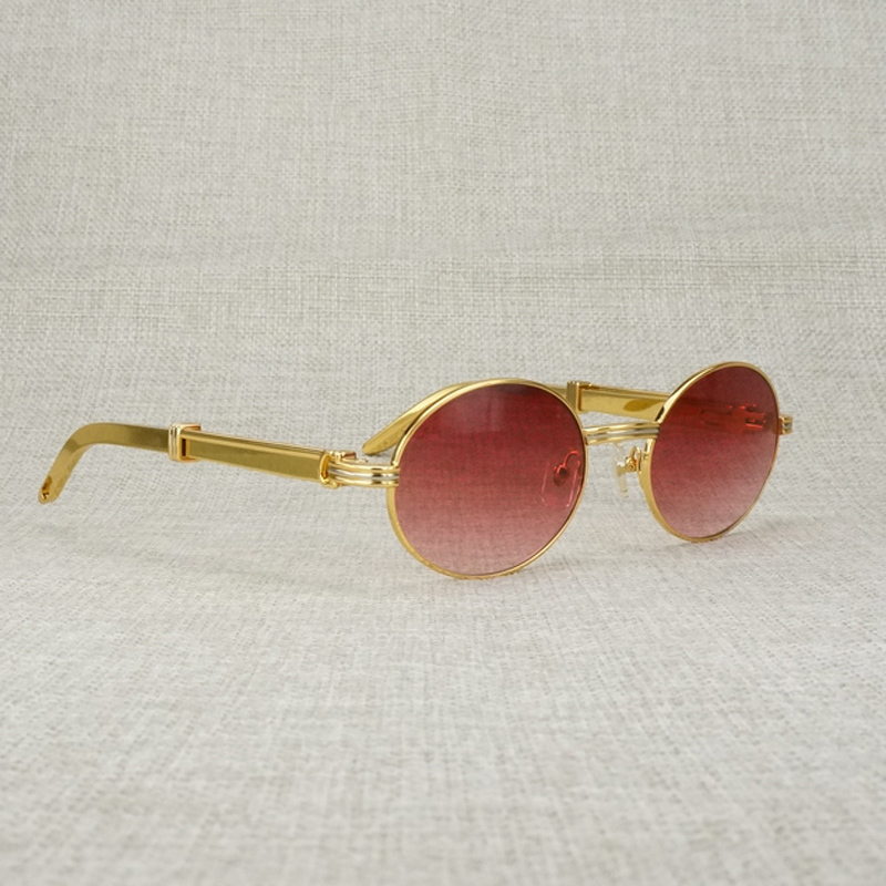 

Gold-plated luxury sunglasses, men's round frames for club and drive, vintage U7ON