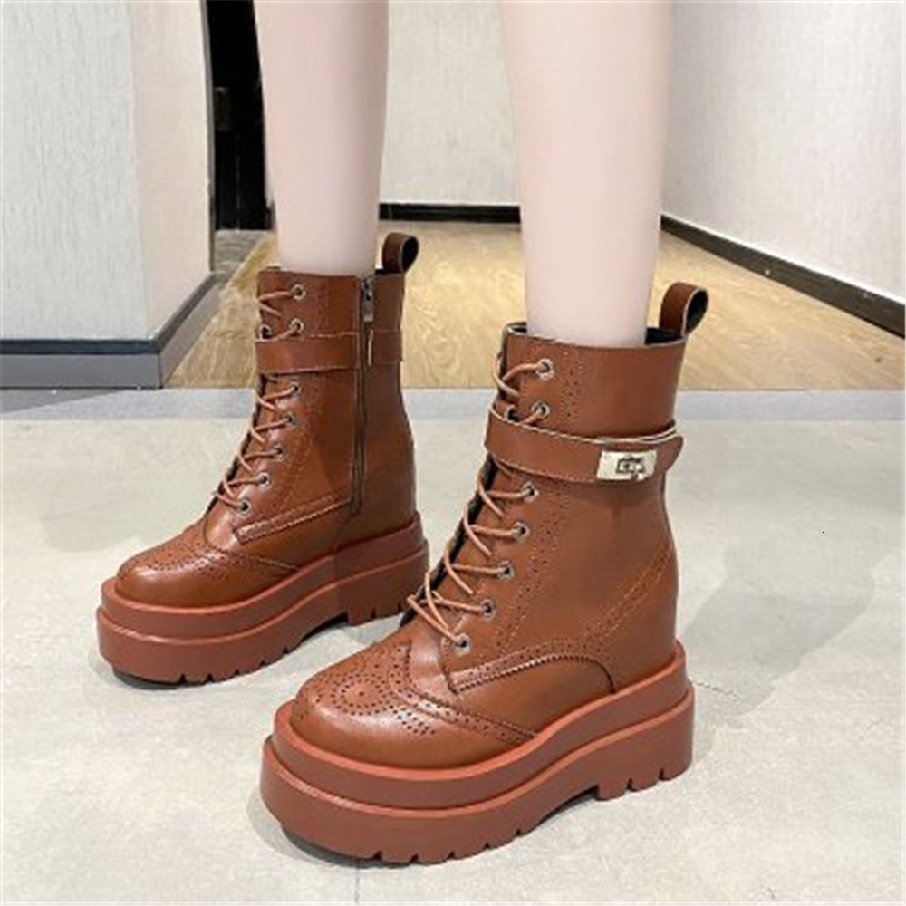

Winter 2021 New Fashion Chunky Hot Sneakers Short of Plush Plutonium Leather High-rise Boots Women's Shoes GU8D, Black