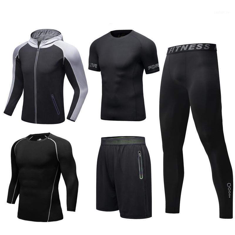 

High Quality Men's Tracksuit Gym Fitness Compression Sports Suit Clothes Running Jogging Sport Wear Exercise Workout Tights1, 2pcs suit