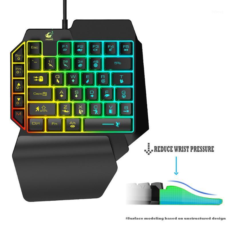 

Portable PC Accessories Mobile Phone Ergonomic 41 Keys USB RGB One-Handed Gaming Keyboard Set Wired Mouse Home LED Backlight1