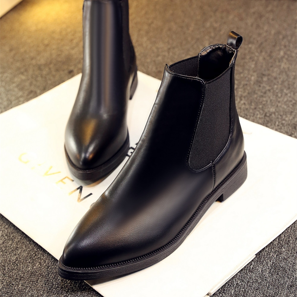 

2020 winter women high-quality ankle pointed to the ladies leather fashion boots size 33-43, White