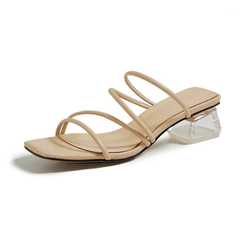 

Summer New Fashion Slipper for Women High Quality Open Toe Outdoor Rome Shoes Ladies Square Heel Slides1, Beige