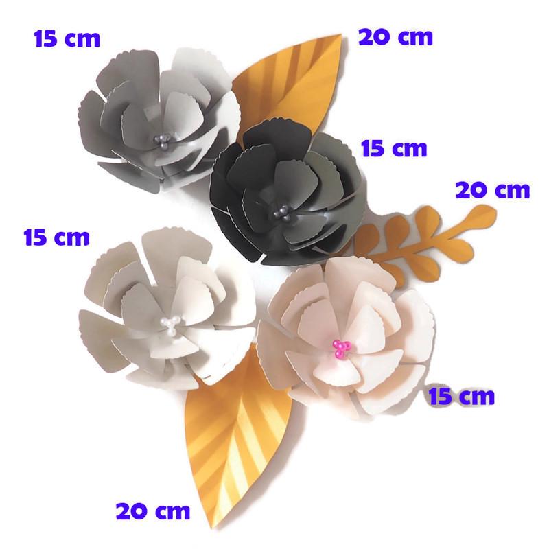 

DIY Artificial Flowers Fleurs Artificielles Backdrop Giant Paper Flowers 4PCS Paper Leave 3PCS Wedding Party Decor Black, Custom color