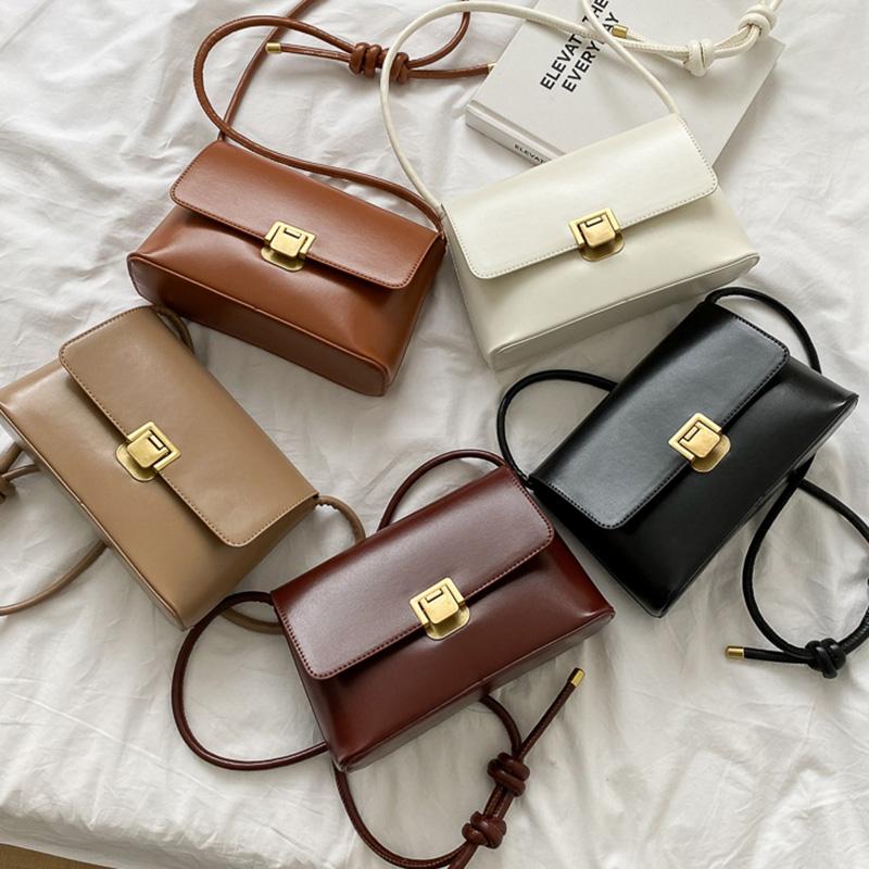 

2021 Women White Black Flap Crossbody Shoulder Bag Underarm Lady Leather Bag Casual Messenger Handbag Female Small Square Bags, Light brown