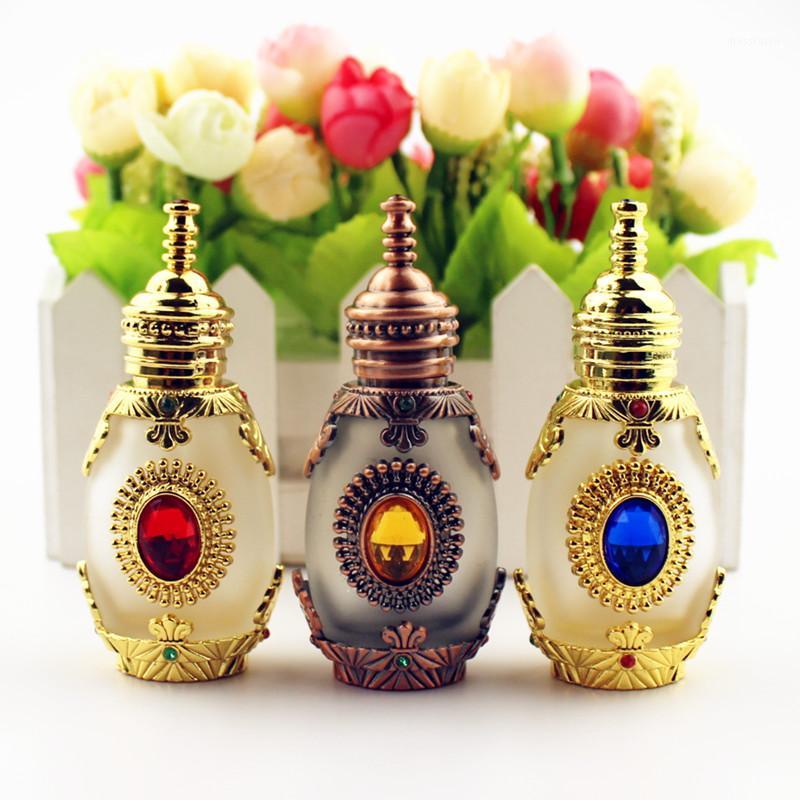 

15ml Antiqued Metal Froste Glass Perfume Bottle Arab Style Essential Oils Bottle with Glass Dropper Middle East1