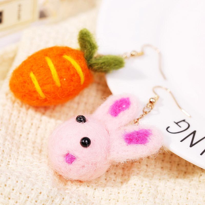 

Trendy Cute Carrot Asymmetrical Drop Earrings For Women Korean Style 2020 Fashion Handmade Wool Pom Pom Earring Jewelry1