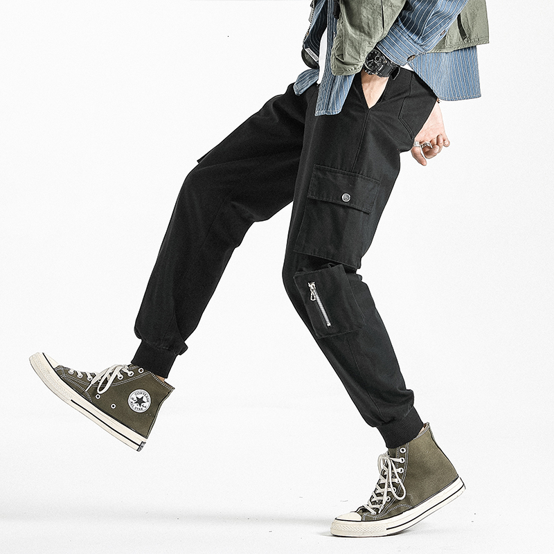 

2021 New Hip Hop Streetwear Sport Spring Harem Rock Load Grey Male Cargo Black Fashionable Runners Skate Pants W04Z, K9911 b