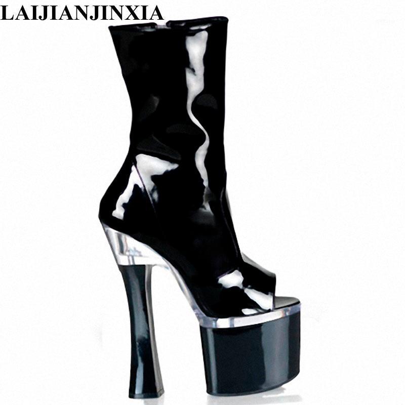 

LAIJIANJINXIA New Sexy Cool 18cm Ultra thick High Heels Women Boots ,Fashion Pu leather Peep toe Pumps Shoes Women's Ankle boots1, C010