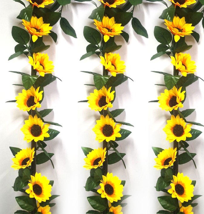 

Sunflower rattan simulation flower 10 heads large sunflower real scene decoration rattan household pipe winding sunflower, As pic