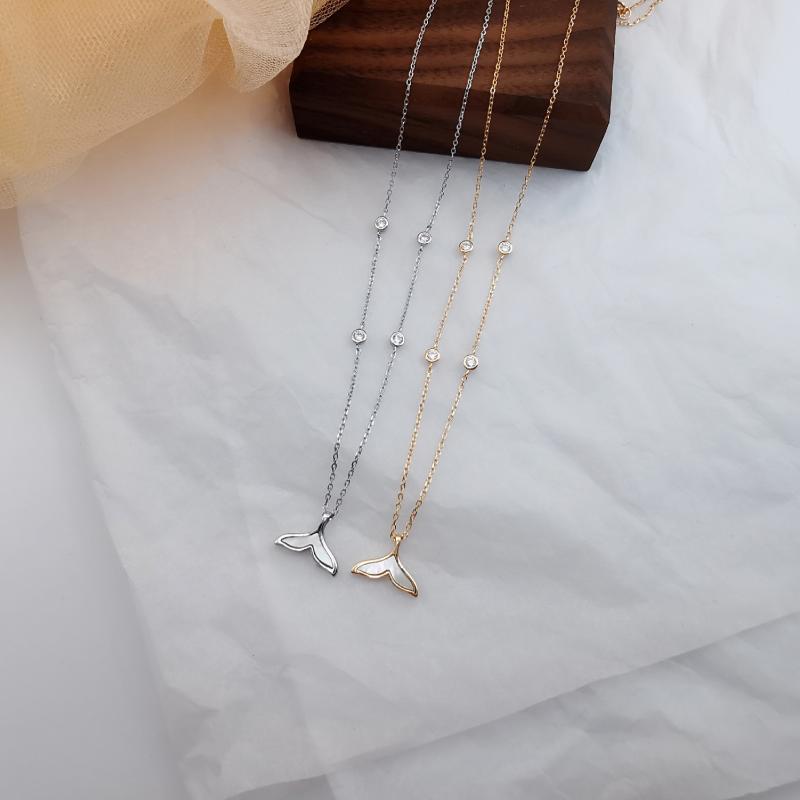

natural shell mermaid tail necklace woman 100% 925 Sterling silver nacklace Jewellery Clavicle chain pendant charms for women