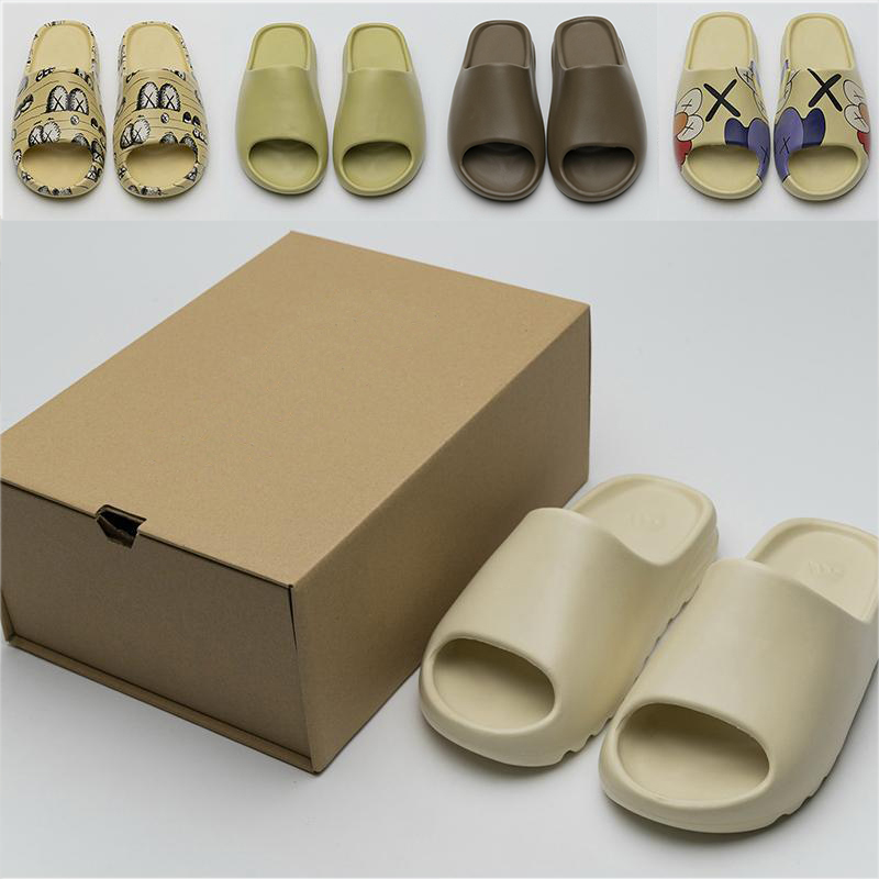 

Top Quality With Box Slides Bone Resin Desert Sand Rubber Slipper Summer Brown Flat Men Women Beach Foam Runner Designer Slippers size 36-45, Graffiti 01