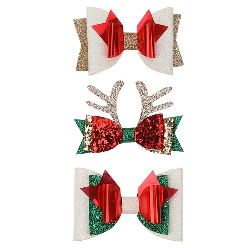 

2020 New Year Christmas Snowman Hair Clip Xmas Elk Antlers Hair Bows Baby Girl Hairpins Natal Party accessories For Girls, Style 3