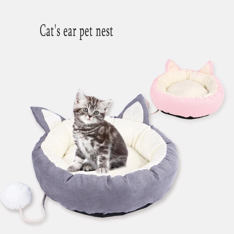 

Pet Plush Cat Bed House Soft Long Plush Cat Bed Mat Kennel Winter Puppy Warm Sleeping Blanket Portable Supplies Round