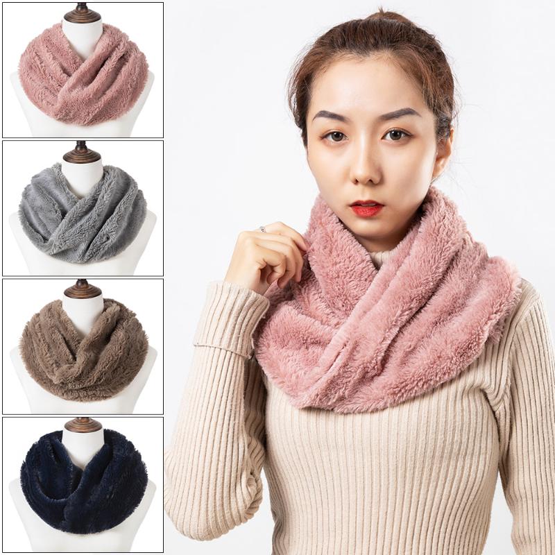 

Evrfelan Women Warm Scarf Winter Ring Scarf Solid Color Soft Winter Scarves Neckerchief Ladies Bufanda