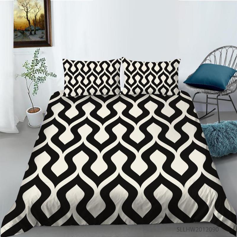 

Black and White Striped Bed Linens King Queen sizes Bedding Set Duvet Cover Comforter Pillowcase 2/3pcs