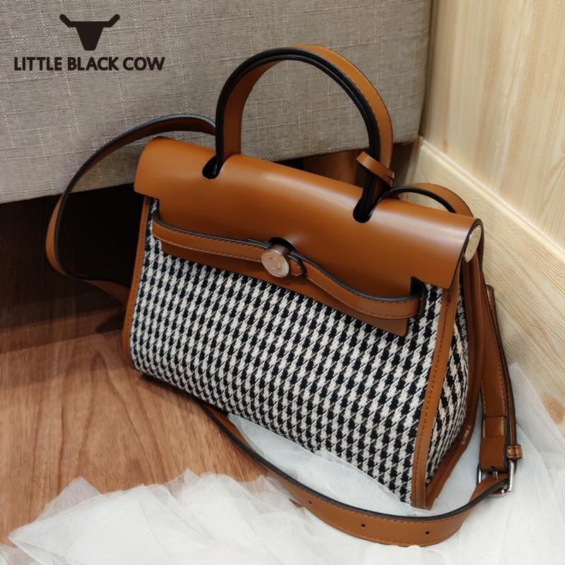 

High Quality Womens Casual Armpit Design Shoulder Bag Vintage Plaid Handbag PU Leather Hasp Mixed Colors Fashion Crossbody Bags, Brown