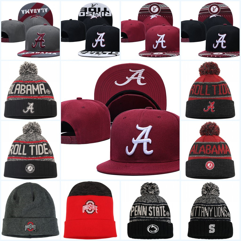 

Embroider NCAA Alabama Crimson Tide Snapback Caps Red Ohio State Buckeyes Knit Hat Penn State Nittany Lions beanies Caps  fit most