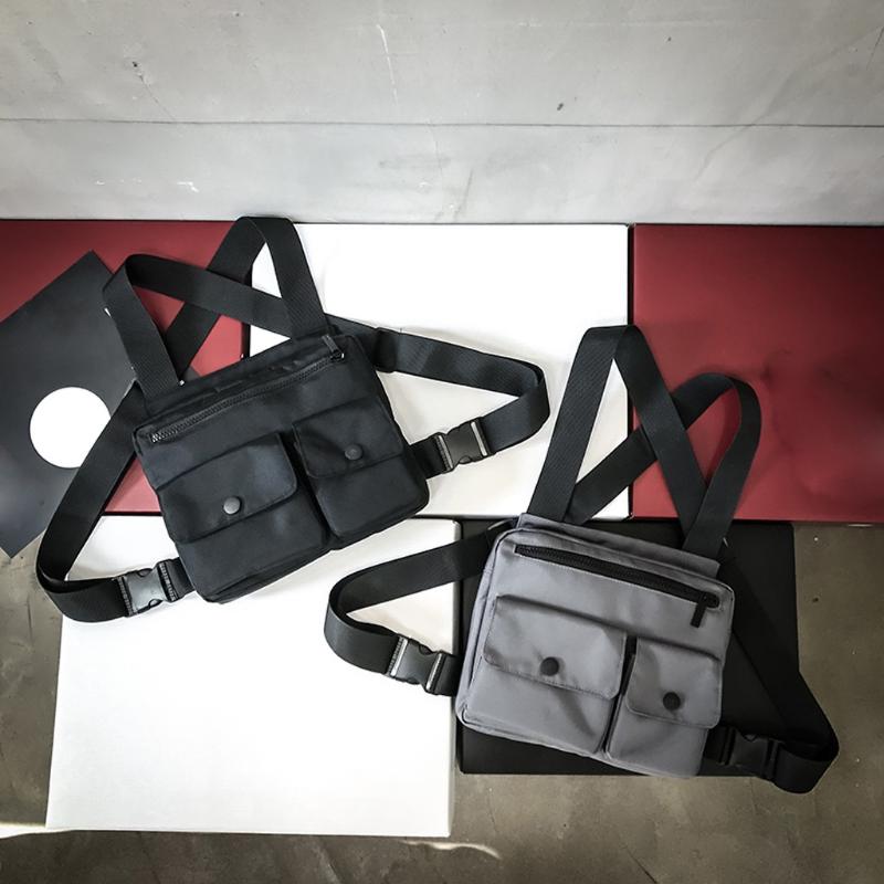 

Unisex Fashion Trend Multi-Function Waterproof Oxford Chest Bag Men Male Casual Large Phone Belt Bag Phone Vest #6, Black