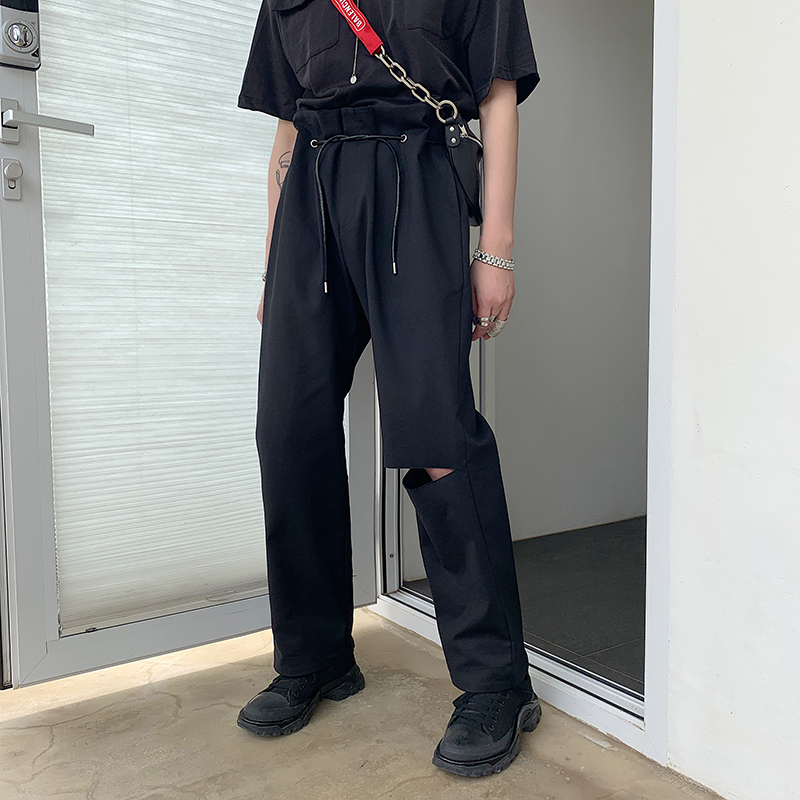 

2021 New Black Straight From Broken Tube Nine Minutes in Pants Casual Korean Version Trend of Loose Men's Summer W3KE