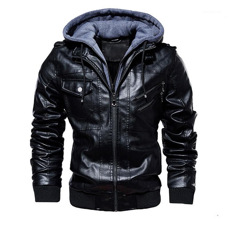 

2019 Winter Men Leather Jacket Thick Hooded Motorcycle PU Jacket Men Warm Windbreaker Faux Leather Jackets Hoody Outwear Brand1