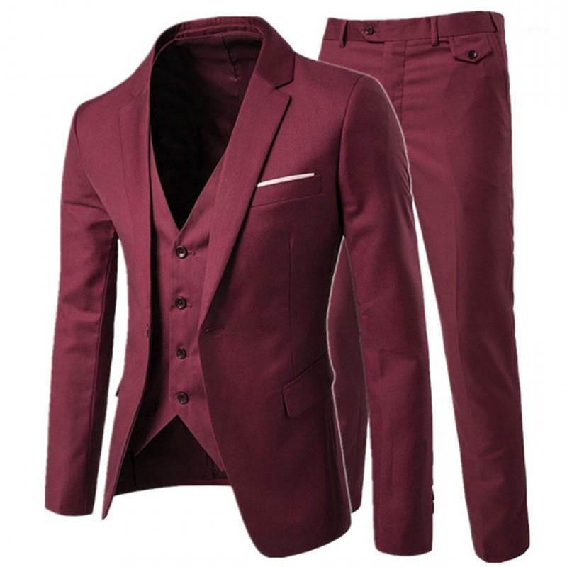

2020 New Fashion Mens Slim Fit Suits 3 Piece Suit Blazers Jacket Pants Vest Wedding Sets Business Casual Suit Set Plus Size 5XL1