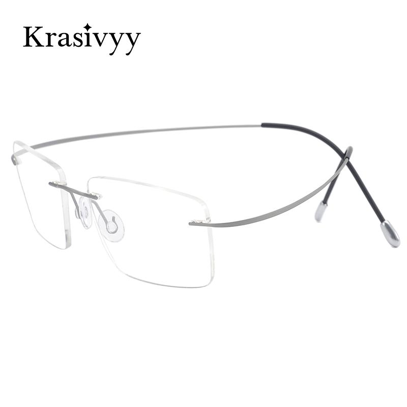 

Krasivyy Rimless Glasses Frame Men Pure Titanium Optical Prescription Eyeglasses Male 2020 New Myopia Korean Square Eyewear