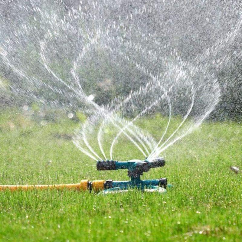 

360 Rotating Grass Lawn Water Sprinkler 3 Arms Nozzles Garden Irrigation Tools Household Garden Farm Practical Parts, As pic