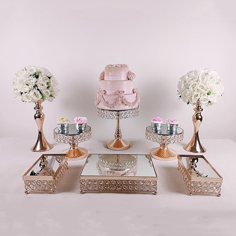 

Other Bakeware 8pcs Mirrored Surface Cake Stand Dessert Cupcake Serving Dish Rack Tray For Party