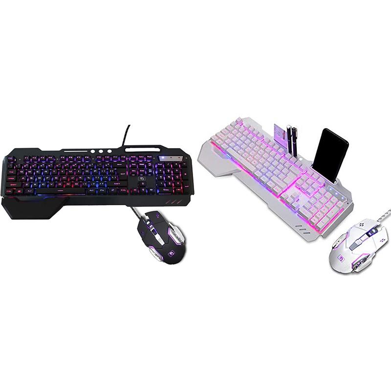 

Mechanical RGB Keyboard and Mouse Combo, Adjustable Breathing Lamp Wired Gaming Keyboard Wrist Rest