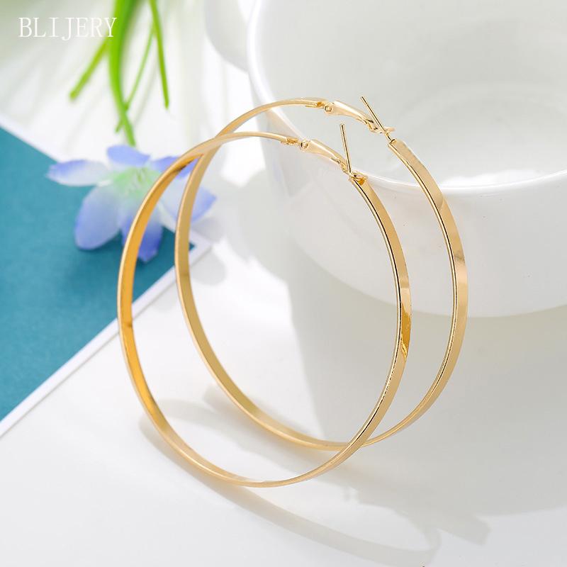 

BLIJERY Punk Fashion Gold Silver Color Large Hoop Earrings Smooth Circle Earrings for Women Jewelry Gift Boucles d'oreilles
