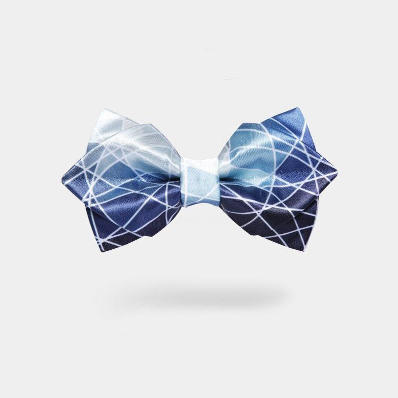 

New Free Shipping FASHION male MEN'S 2020 Blue Printing Beam Starry Double Manual Grooms Best Man Hosting Wedding Bow Retro1