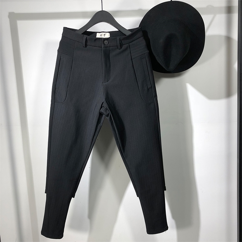 

Owen Seak Men Casual pencil Pants High Street Wear Men's Clothing Sweatpants Spring Cross Black Pants 201109