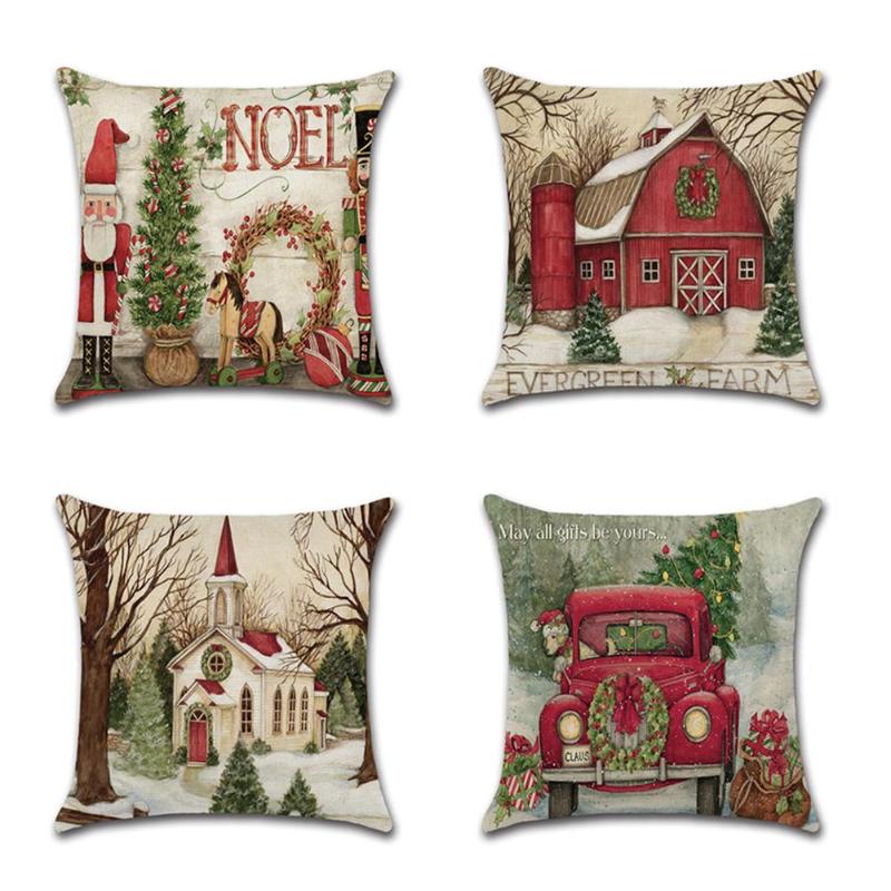 

Cartoon Christmas Cushion Cover Decorative Sofa Pillow Cover Case Seat Car Home Decor Throw Pillowcase Christmas Decoration, 02