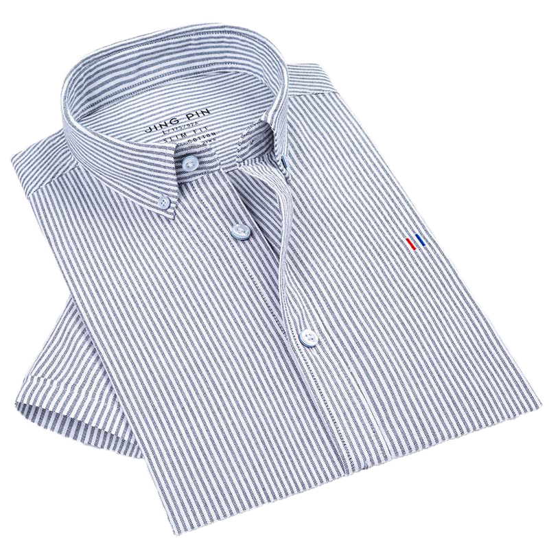 

2021 New Brand Summer Men's Striped Short-sleeved Casual Shirt Top Oxford Spinning 100% Cotton Cwre, Nlm-ss-dx07