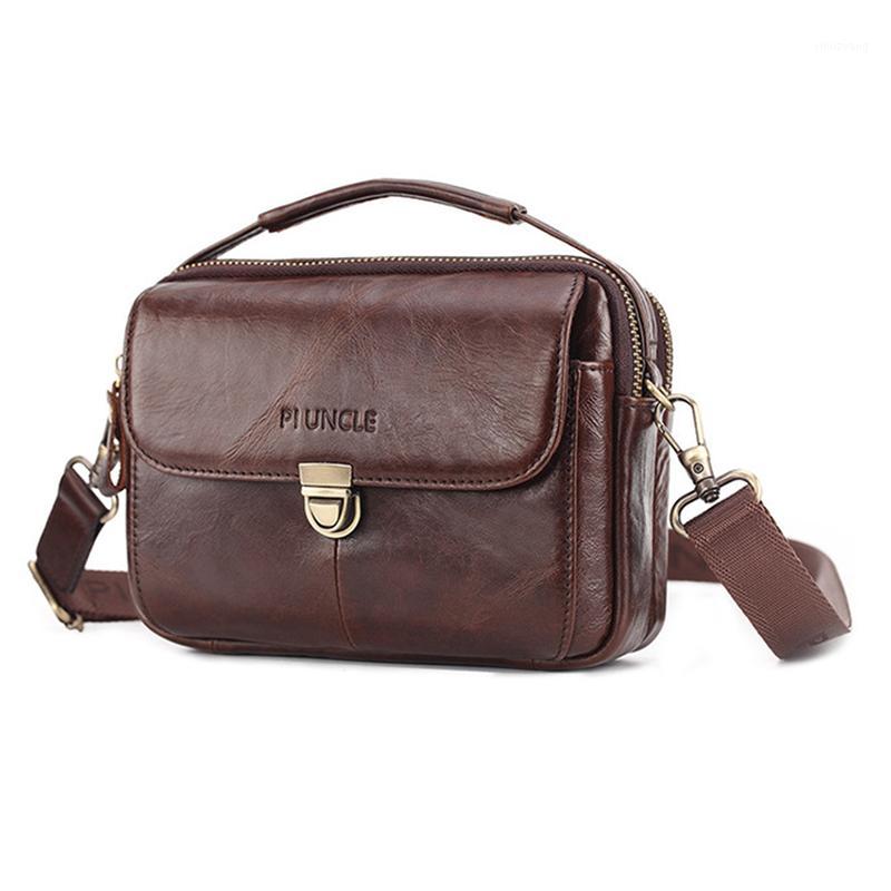 

Genuine Leather men's wear belt phone pockets multifunctional Waist bag shoulder bag men cigarette case Mobile phone handbag1, Sky blue