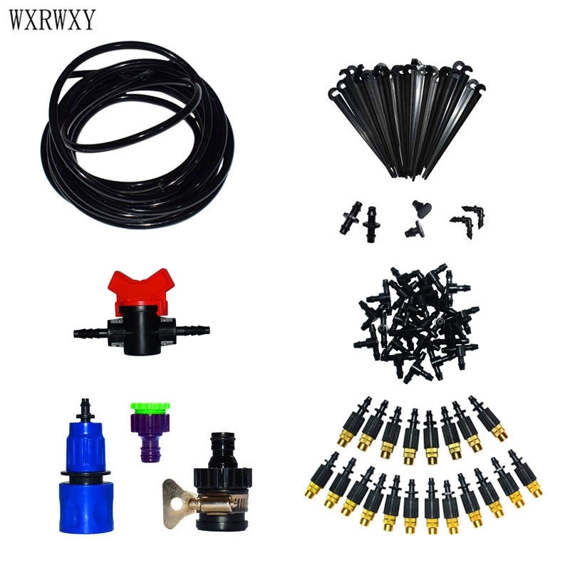 

wxrwxy Garden tool set garden watering system brass misting nozzle 4/7 hose Drip irrigation for greenhouse 1 set T200530