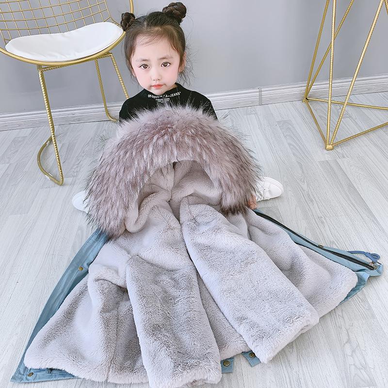 

2020 New Fashion Children's Fur Coat For Boys and Girls Very Warm Coat Baby Plus Velvet Detachable Fur Liner Cold Winter Jacket, As photo
