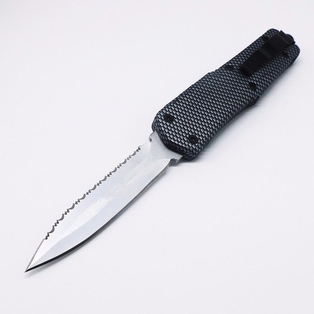 

full size A07 9inch carbon fiber double action automatic auto Hunting folding fixed blade Pocket Knife Survival Knife Xmas gift