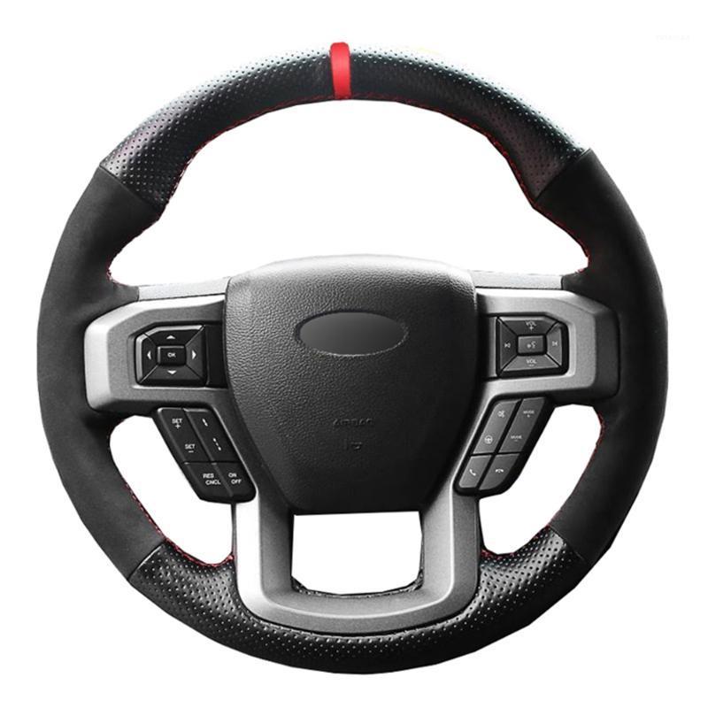 

Car Steering Wheel Cover Black Genuine Leather Suede For F-150 F150 King Ranch Lariat Platinum XL XLT 2020 2020 Volant1